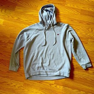 Small soft light blue sweatshirt with small embroidered heart